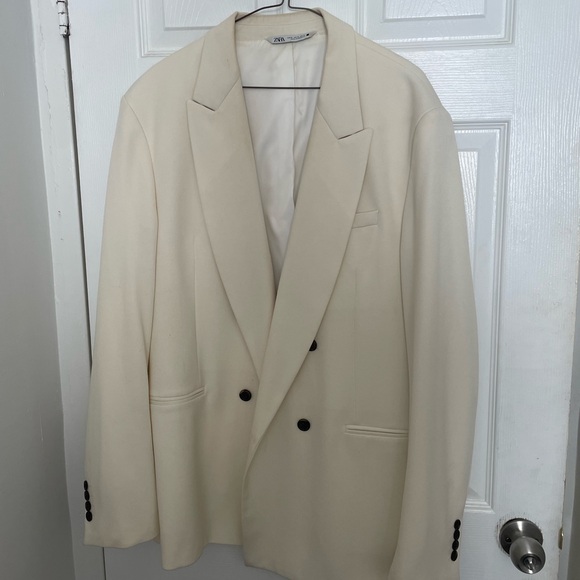 Oversized ivory blazer jacket - Picture 1 of 5